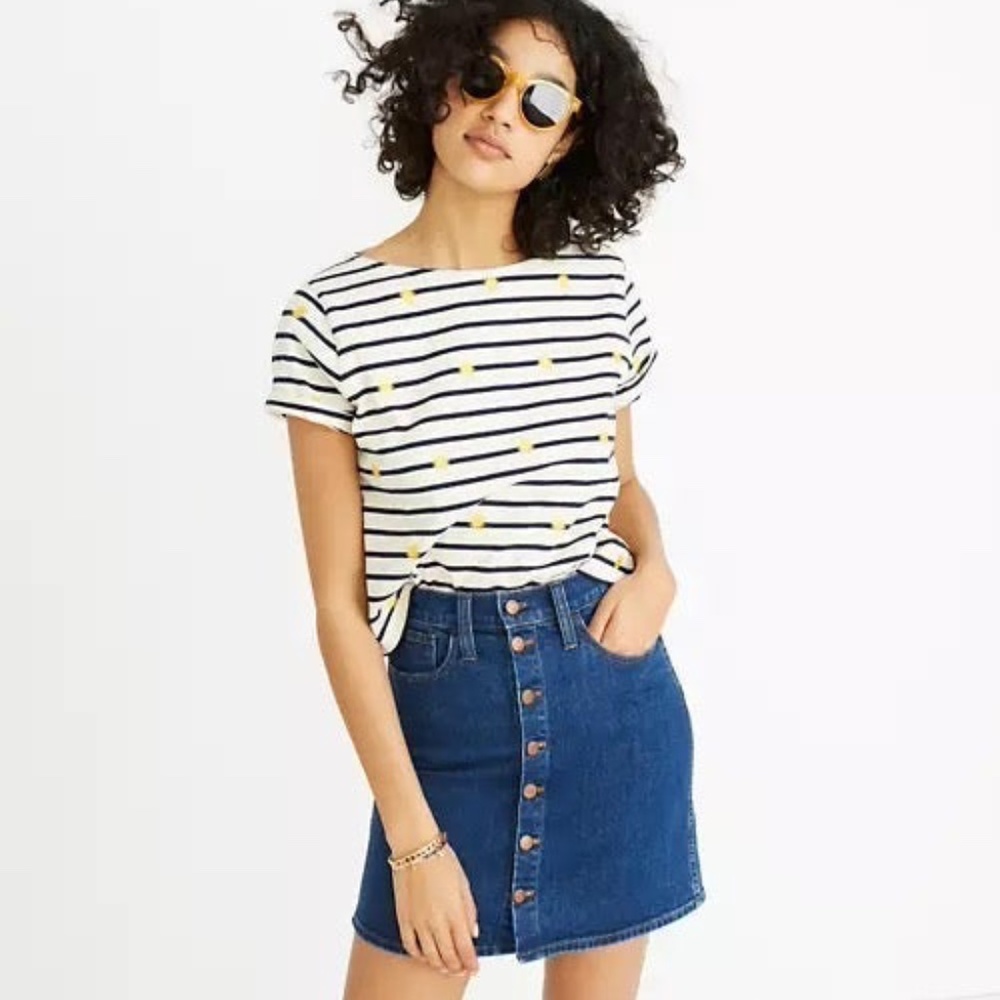 Madewell Stretch Denim Straight Mini Skirt: Button Size 29